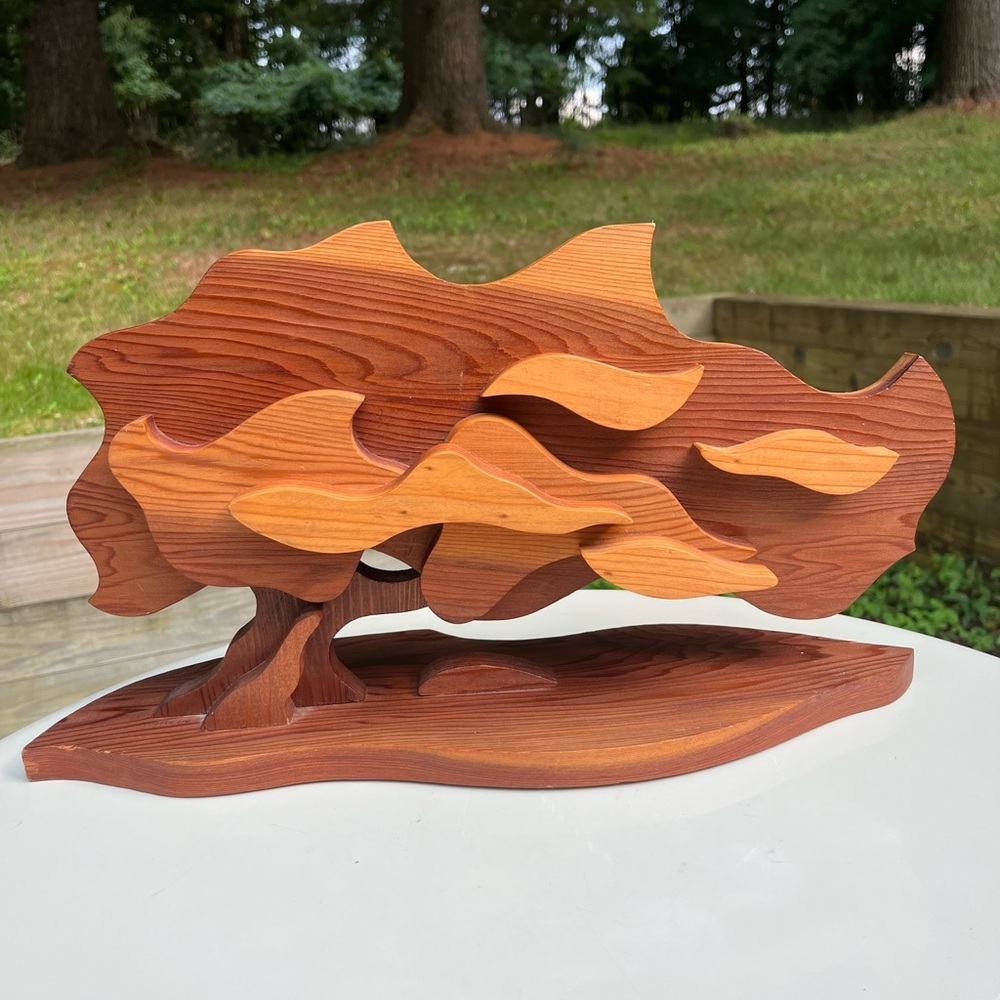 360' Handmade Signed by the artist " Windy" Wood Tree Sculpture